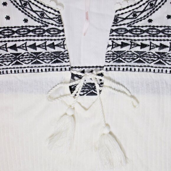 NWT $68 Free People Sarafina Embroidered Tassel Top Ruffle Boho Western Women L - Picture 6 of 14